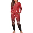 thumbnail image 1 of Yuyamidu Snowflake Long Sleeve Pajamas Set for Women Size L Piece Christmas Sleepwear Top and Pants with Pockets Soft Relaxed Loungewear Sports Outfits, Red, 1 of 7