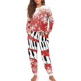 thumbnail image 1 of Yuyamidu Snowflake Long Sleeve Pajamas Set for Women Size XL 2 Piece Christmas Pj Sleepwear Top and Pants with Pockets Music Note Nightwear Sports Outfits, Red, 1 of 7