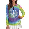 thumbnail image 1 of Yuyamidu Snowflake Women's Quarter Zip Golf Shirt Rainbow Tie Dye Long Sleeve Athletic Tennis Shirts Christmas Workout Outfits Size XS, 1 of 8