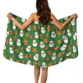 thumbnail image 1 of Yuyamidu Snowman Body Wrap Towel for Women Gingerbread Man Towel Wrap for Bathroom Softness Bath Towels Size M Christmas Home Bathing Towel with Pocket, Green, 1 of 7