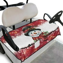 Yuyamidu Snowman Golf Cart Seat Covers with Front Pockets, Christmas Golf Cart Seat Towel Blanket for 2 Passenger Seats, Red Club Car Seat Cushion Accessories Decor