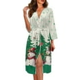 thumbnail image 1 of Yuyamidu Snowman Long Bathrobe for Women Christmas Robe Sleepwear Xmas Tree V-Neck Spa Robes Size L Sexy Mid-Length Kimono Robes Trendy 3/4 Sleeves Night Dress, 1 of 7