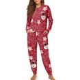 thumbnail image 1 of Yuyamidu Snowman Long Sleeve Pajama Set for Women 2 Pieces Christmas Pj Top and Pants with Pockets Snowflake Sleepwear Red Crewneck Nightwear Size XL, 1 of 7