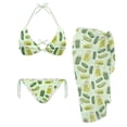 thumbnail image 1 of Yuyamidu Sour Pickles Women's Bikini Swimsuits 3 Piece Thong Swimwear Summer Beach Wear with Long Chiffon Coverup Halter Triangle Bikini Top Tie Side Bottom, 1 of 6