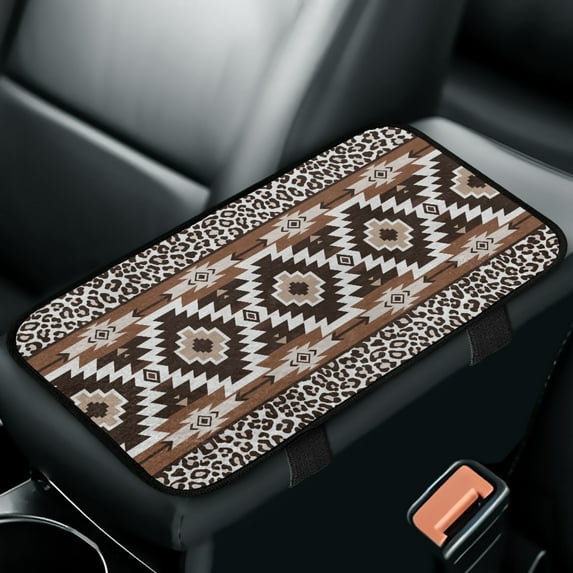 Yuyamidu Southwest Aztec Arm Rest Cover Car Center Console Cover for Sedan Van SUV Gemoetric Automotive Arm Rest Cushion Pad Protector Vehicle Decor Accessories
