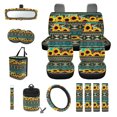 thumbnail image 1 of Yuyamidu Southwest Aztec Car Seat Cover Full Set with Steering Wheel Cover Sunflower Seat Belt Strap Cover Trash Cans Rear View Mirror Cover Cup Coaster Keychain Air Vent Storage Bag, 15 PCS, 1 of 7