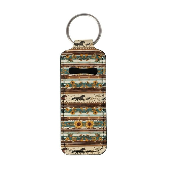 Yuyamidu Southwest Aztec Horse Chapstick Holder Keychain Sleeve for Women Girls Gifts Lightweight Lip Gloss Tube Holder Keychain Fashion Makeup Storage Organizer
