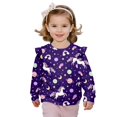 thumbnail image 1 of Yuyamidu Space Horse Sweatshirt for Girls 4T 5T Purple Ruffle Long Sleeve Top Y2K Graphic Crewneck Sweatshirts Soft Lightweight Workout Pullover Everyday Clothes, 1 of 8
