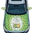 thumbnail image 1 of Yuyamidu St. Patrick's Day Car Front Hood Cover Wrap Beer Hood Covers for Cars Sedans Green Leaf Vehicle Rear View Mirror Protector Auto Side View Mirror Cover, 3 PCS, 1 of 7