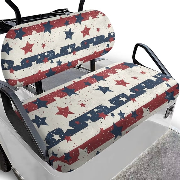 Yuyamidu Star American Flag Golf Cart Seat Covers 2 PCS Backrest Cover Bench Cover for Club Car Golf Cart Seat Cushion, 4th of July