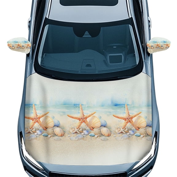 Yuyamidu Starfish Auto Side Mirror Wrap Shell Front Hood Covers for Cars Sedans Beach Side View Mirror Cover with Car Hood Cover Wrap 3pcs Automobile Exterior Accessory