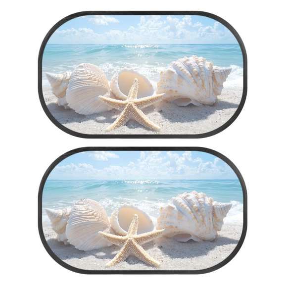 Yuyamidu Starfish Baby Car Sun Shade for Side Window Shell Car Window Shades 2 Pack Beach Rear Sunshade for Car Window Sun Visor for Baby, Universal Fit