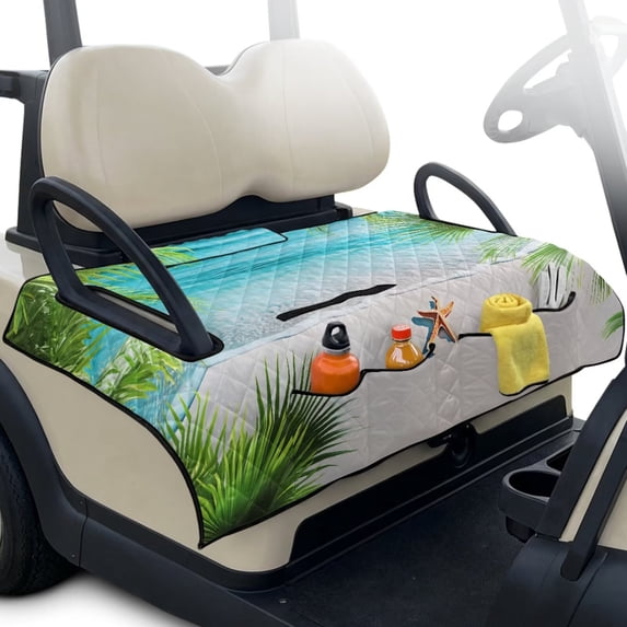 Yuyamidu Starfish Golf Cart Seat Covers Beach Club Car Seat Blanket Covers with Pockets Portable Travel Sports Golf Cart Seat Cushion Accessory