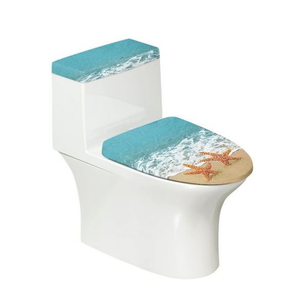Yuyamidu Starfish Toilet Lid Cover Blue Toilet Tank Cover Soft & Washable Toilet Lid Dust Cover Set Keep Bathroom Toilet Clean 2 Pieces Beach Toilet Protector Home Decor