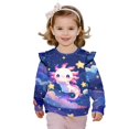 thumbnail image 1 of Yuyamidu Starry Sky Axolotl Sweatshirt Girls 4T-5T Green Crewneck Sweatshirts Long Sleeve T Shirts Ruffle Casual Fall Tops Kids Everyday Athletic Clothes, 1 of 8