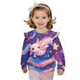 thumbnail image 1 of Yuyamidu Starry Sky Axolotl Sweatshirt for Girls Size 5-6 Pink Long Sleeve Ruffle Shoulder Crewneck Sweatshirts Pullover Tops Soft Comfy Everyday Clothes Playwear School Outdoor Play, 1 of 8