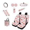 thumbnail image 1 of Yuyamidu Strawberry Car Seat Covers Full Set of 13 with Steering Wheel Cover Seat Belt Pads Pink Trash Can Auto Rear View Mirror Cover Coasters Chapstick Holder Keychain for Van Sedan, 1 of 7