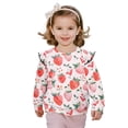 thumbnail image 1 of Yuyamidu Strawberry Sweatshirt Girls Size 7-8 Pink Crewneck Sweatshirts Cute Animal Graphic Ruffle Shoulder Long Sleeve Pullover Tops for School Outdoor Daily Wear, 1 of 8