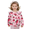 thumbnail image 1 of Yuyamidu Strawberry Sweatshirt for Toddler Girls 1-2T Pink Ruffle Shoulder Crewneck Sweatshirts Long Sleeve Outdoor Play Pullover Tops Lightweight Soft Workout Outfits, 1 of 8