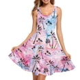 thumbnail image 1 of Yuyamidu Summer Dresses for Women Tropical Palm Tree Print Beach Tshirt Sundress Casual Pockets Tank Dress Sleeveless High Waist A-line Women's Dresses Women's Dresses for Indoor Outdoor XS-4XL, 1 of 6