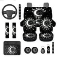 thumbnail image 1 of Yuyamidu Sun and Moon Auto Seat Cover Full Set Black Steering Wheel Cover Seatbelt Pads Cup Coaster Car Armrest Cover Key Ring, Car Accessories Set of 13, 1 of 6