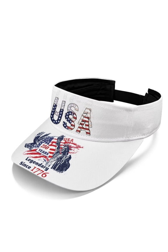 Sun Visor Hat for Men USA 250 Years Anniversary Lightweight Golf Visor Sun Hats Adjustable Athletic Cap for Outdoor Sports