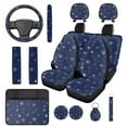 thumbnail image 1 of Yuyamidu Sun and Moon Car Seat Cover Set of 14 Blue Steering Wheel Cover Seat Belt Pad Cup Holder Headrest Covers Auto Armrest Cover Key Chain, 1 of 7