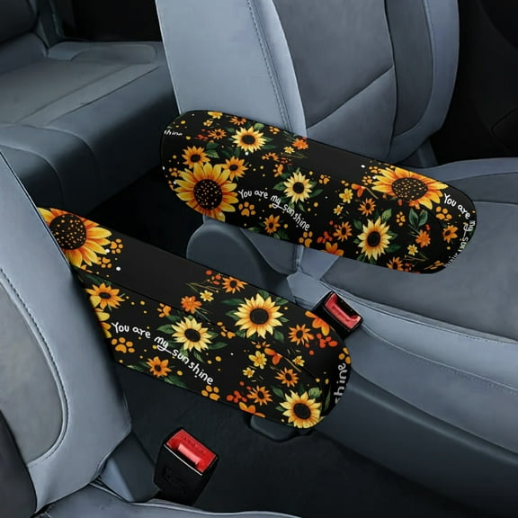 Yuyamidu Sunflower Car Front Seat Armrest Cover Dog Paw Automobile Armrest Protector Reusable Armrest Cover for SUV Truck Van 2 Pcs Universal Auto Interior Accessories