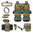 thumbnail image 1 of Yuyamidu Sunflower Car Seat Cover Full Set of 14 Green Aztec Steering Wheel Cover Seat Belt Covers Car Center Control Cover Gabage Bag Rearview Mirror Cover Handbrake Cover Set Coasters, 1 of 7