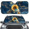thumbnail image 1 of Yuyamidu Sunflower Car Sun Shade Windshield Blue Marble Print Car Sunshade for Windshield Butterfly Car Window Shades for SUV Truck Vehicle Blocks Sun Glare UV and Heat, 1 of 5