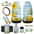 thumbnail image 1 of Yuyamidu Sunflower Front Car Seat Covers Full Set of 12 Daisy Steering Wheel Cover Seat Belt Pads Center Console Pads Trash Bin Phone Holder Rearview Mirror Cover Cup Mat Keychain, Pack of 12, 1 of 7