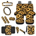 thumbnail image 1 of Yuyamidu Sunflower Front Rear Seat Covers for Cars Steering Wheel Cover Seatbelt Shoulder Pad Auto Center Console Pad Cover Gear Shift Cover Hand Brake Cover Cup Holders, Set of 14, 1 of 7