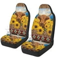 thumbnail image 1 of Yuyamidu Sunflower Highland Cow Car Seat Covers Elastic Fabrics Waterproof Car Seat Cover Easy to Install Auto Interior Accessories 2 Pcs Set for SUV, Vans,Sedan,Truck, 1 of 7