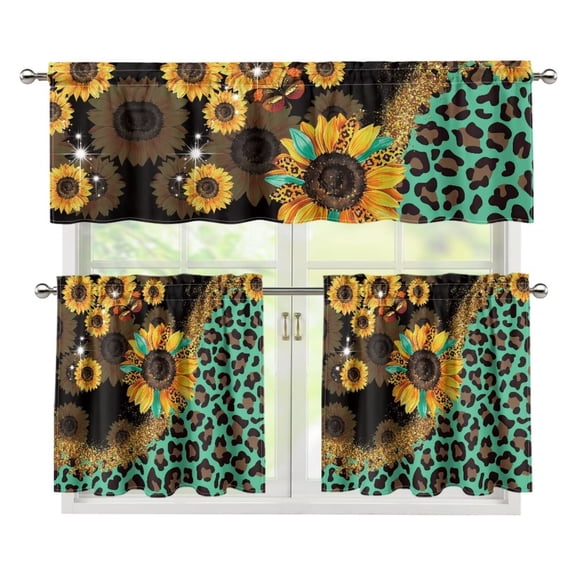 Yuyamidu Sunflower Kitchen Curtains and Valances 3 Panel Set Easy to Install Short Tier Curtains with Rod Pocket Soft Drapes Treatment Tier Curtains 2025