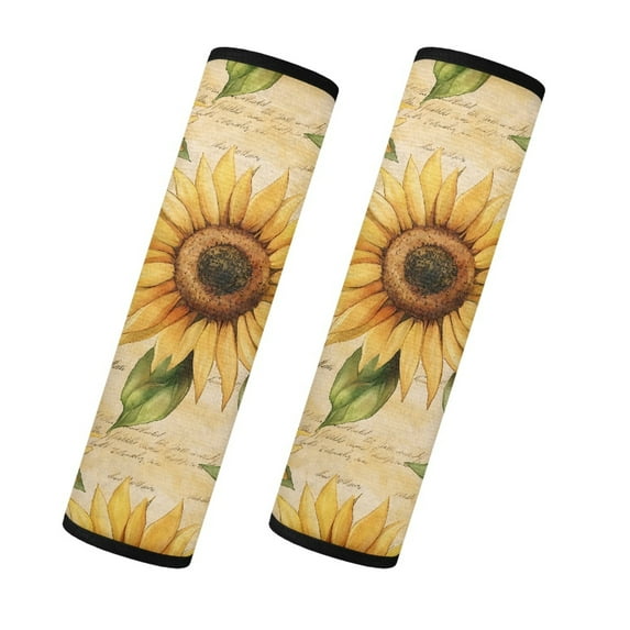 Yuyamidu Sunflower Seat Belt Shoulder Pad 2 Pcs Yellow Seatbelt Covers Flannel Auto Seat Belt Cover Non-Slip Seat Belt Accessories for Cars Trucks Sedans