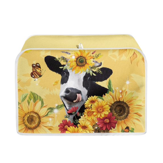 Yuyamidu Sunflower Toaster Cover 4 Slice Cow Dustproof Cover for Toaster Wide Slot Breadmaker Machine Dust Cover Kitchen Small Appliance Cover Anti-Scratch Cover, Yellow