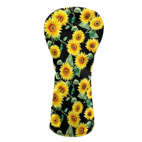 Yuyamidu Sunflowers Golf Head Covers Yellow Golf Club Head Cover for Driver Fairway Hybrid Women Men, Waterproof PU Leather Golf Accessory