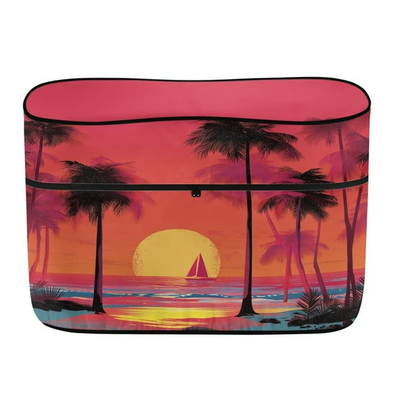 Yuyamidu Sunset Coconut Tree RV Propane Tank Cover Fit for Double 20Ib Tanks, Replacement Cover for RV/Trailer/Camper, Easy to Install