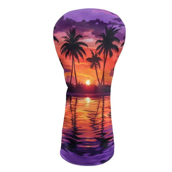 Yuyamidu Sunset Golf Head Cover for Golf Head Hawaii Seaside Golf Club Head Cover for Driver/Fairway/Hybird Club Protection, PU Leather