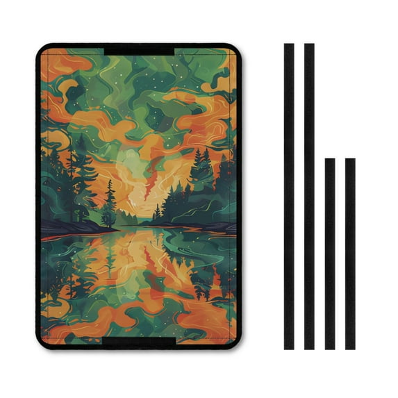 Yuyamidu Sunset RV Door Window Shade Cover 17 x 26 RV Blackout Shades Fits for Most RV Window Shades Tree Camper Trailer Door Window Cover Decor, Orange and Green