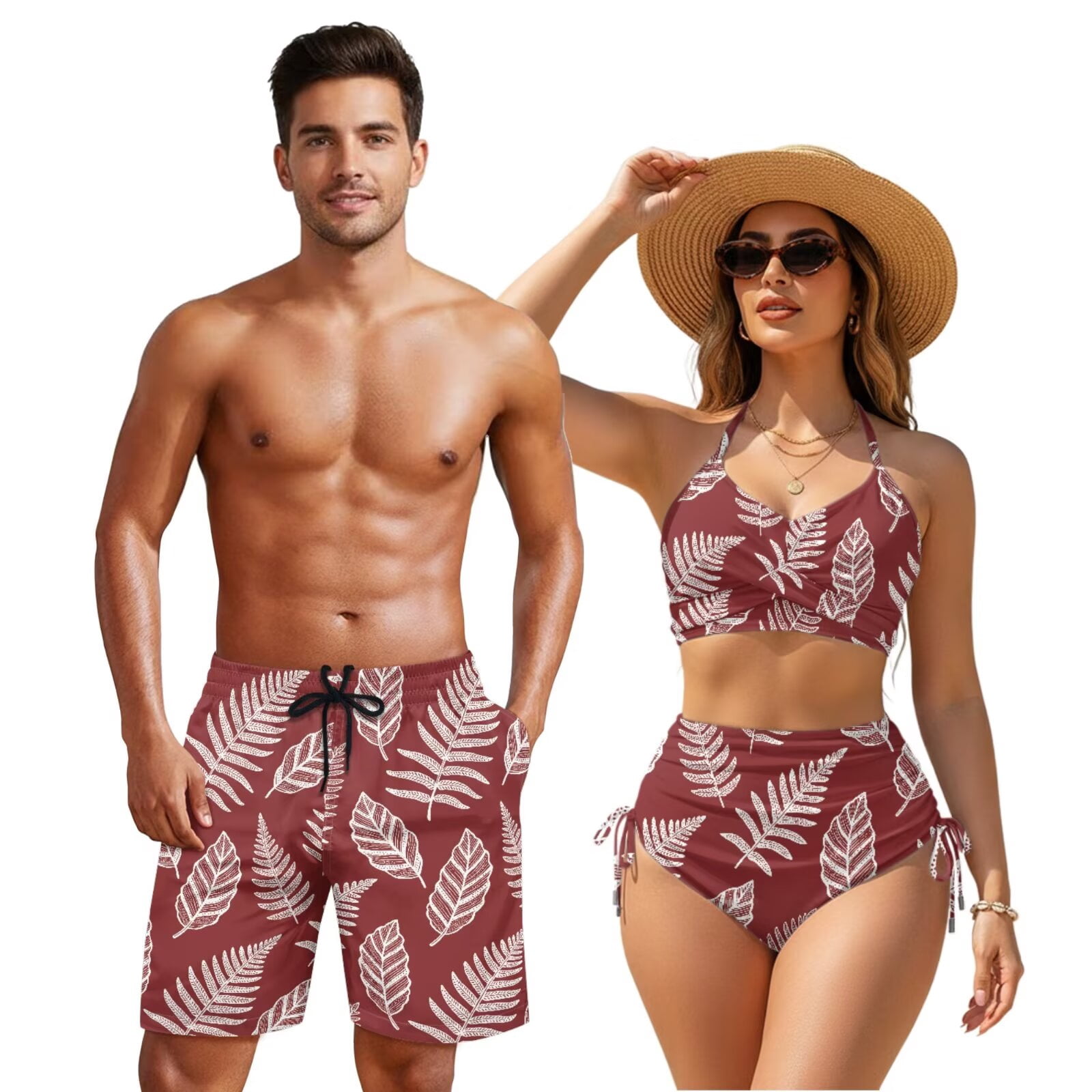 Yuyamidu Couples Swimsuits Matching Set Two Piece Bathing Suits