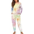 thumbnail image 1 of Yuyamidu Tie Dye Nightwear for Women Pajama Set Pants O-neck Pajamas Top Size M Casual Long Sleeve Sleepwear Sets Fashion Jogger Sport Night Wear Outfits 2 Piece, 1 of 7
