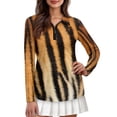 thumbnail image 1 of Yuyamidu Tiger Stripes Women's V Neck Golf Shirts Soft Long Sleeve Quarter Zip Tennis Top Active Tennis Shirts Tennis Fashion Tops Clothes Size 2XL, 1 of 8