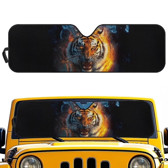 Yuyamidu Tiger Windshield Sunshade Sun Visor for UV Rays & Heat Protection, Suitable for Wrangler, Compass, Gladiator & Renegade