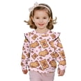 thumbnail image 1 of Yuyamidu Toddler Capybara Sweatshirt for Girls 1T 2T Long Sleeve Ruffle Shoulder Crewneck Sweatshirts Pullover Tops Lightweight Soft Everyday Clothes for Fall Winter, 1 of 8