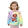 thumbnail image 1 of Yuyamidu Toddler Girl Dinosaur Sweatshirt 1T 2T Rainbow Ruffle Sleeve Crewneck Sweatshirt Graphic Y2K Lightweight Top Comfy Soft Everyday Clothes Casual Fall Outfits, 1 of 8