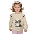 thumbnail image 1 of Yuyamidu Toddler Girl Owl Sweatshirt Fall Ruffle Long Sleeve Top Size 2T 3T Cute Animal Graphic Sweatshirts Lightweight Soft Everyday Clothes Playwear for School Outdoor Play, 1 of 8
