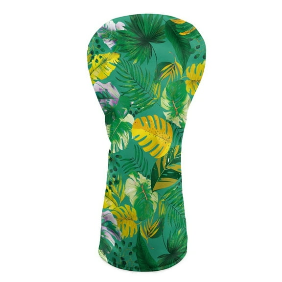 Yuyamidu Tropical Palm Leaves Golf Club Head Covers PU Leather Golf Head Covers Driver Covers Green Golf Headcover Fariway Wood Headcover Hybrid Covers