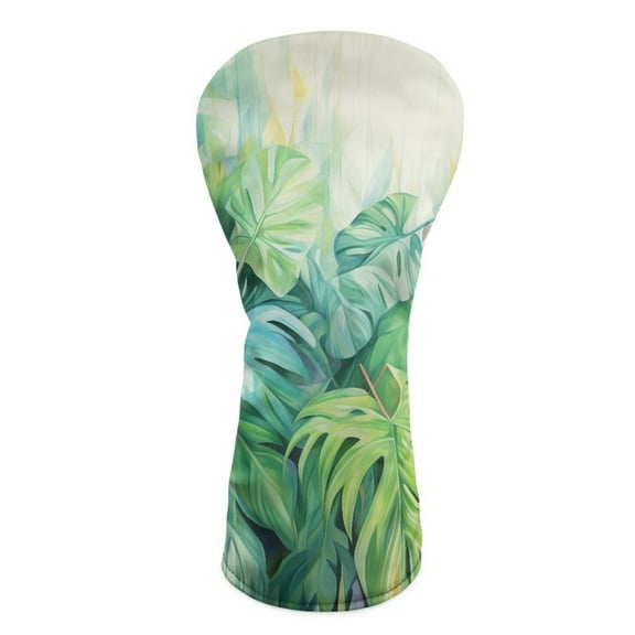 Yuyamidu Tropical Palm Leaves Golf Head Covers Waterproof PU Leather Golf Club Head Covers for Club Protective, Green Golf Accessory Gifts for Women Men