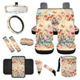 thumbnail image 1 of Yuyamidu Tulip Car Seat Covers Set with Steering Wheel Cover Seat Belt Covers Trash Bin Rear View Mirror Cover Butterfly Car Armrest Cover Cushion Coasters Gear Shift Knob Cover for Women, 14 PCS, 1 of 7